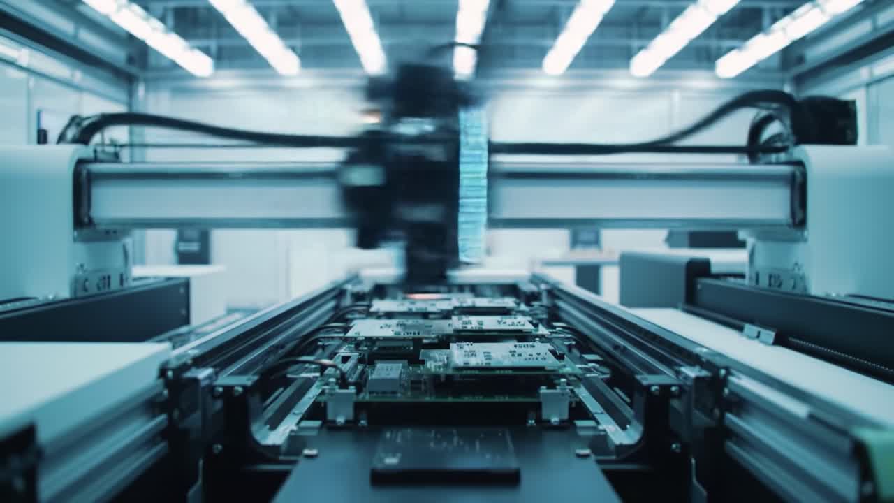 Automated Chip Assembly Line in a Modern Factory