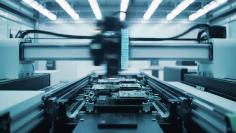 automated chip assembly line in a modern factory