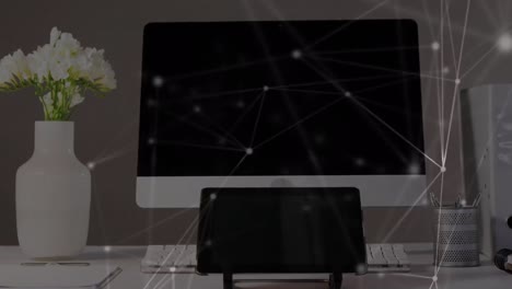 animación de redes de conexiones a través de tablets y televisores