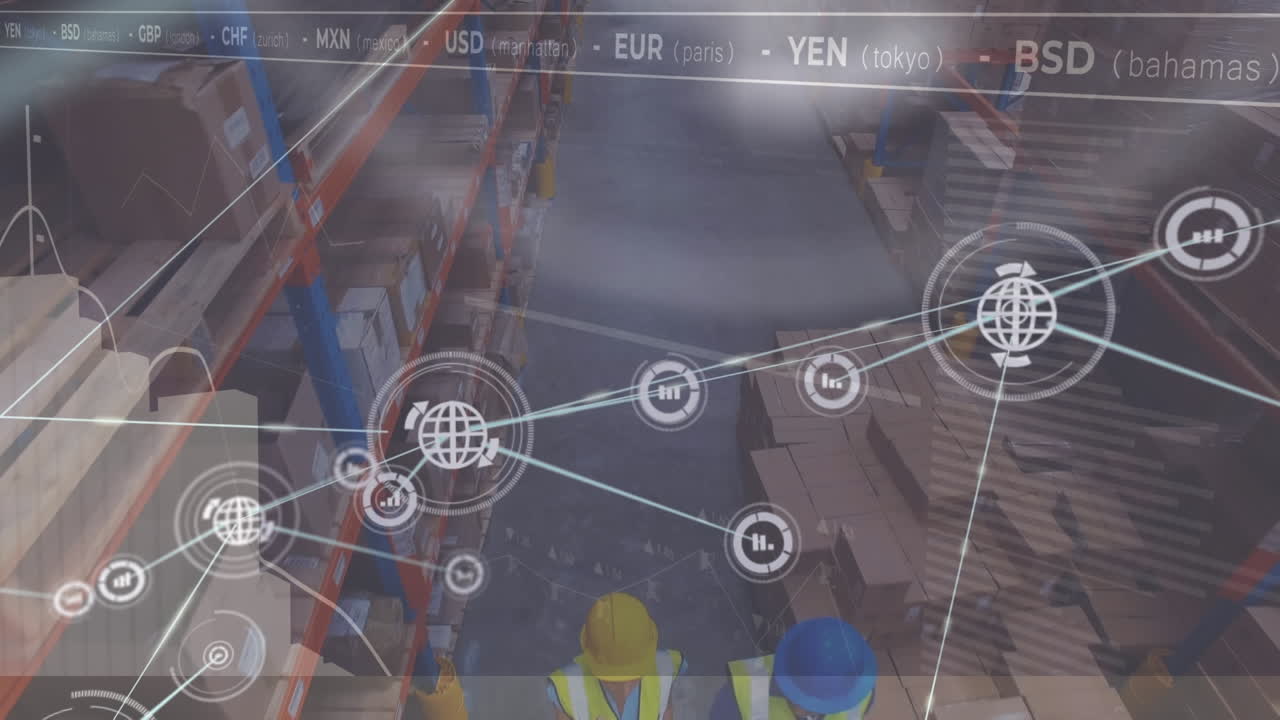 animación de las conexiones con las estadísticas y el procesamiento de datos sobre el almacén