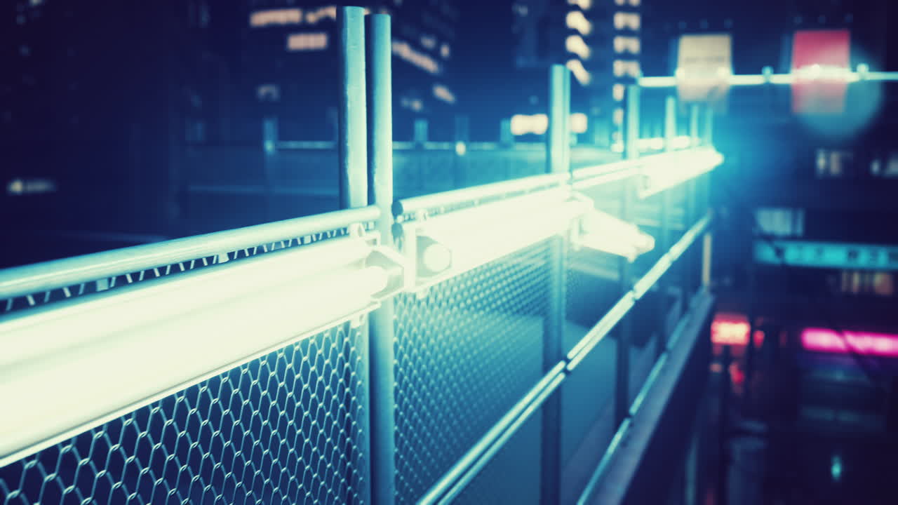 escena nocturna de la ciudad de japón con luces de neón