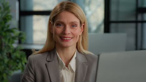 smiling businesswoman in office