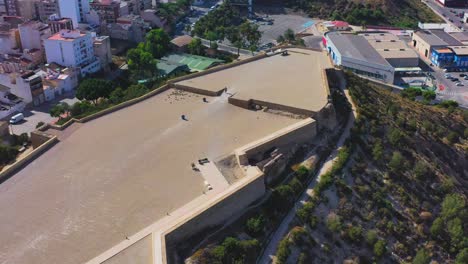 Bright-sunny-aerial-shot-of-the-castle-at