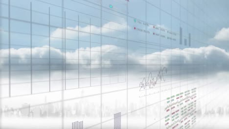 Animación-Del-Procesamiento-De-Datos-Financieros-Sobre-El-Paisaje-Urbano