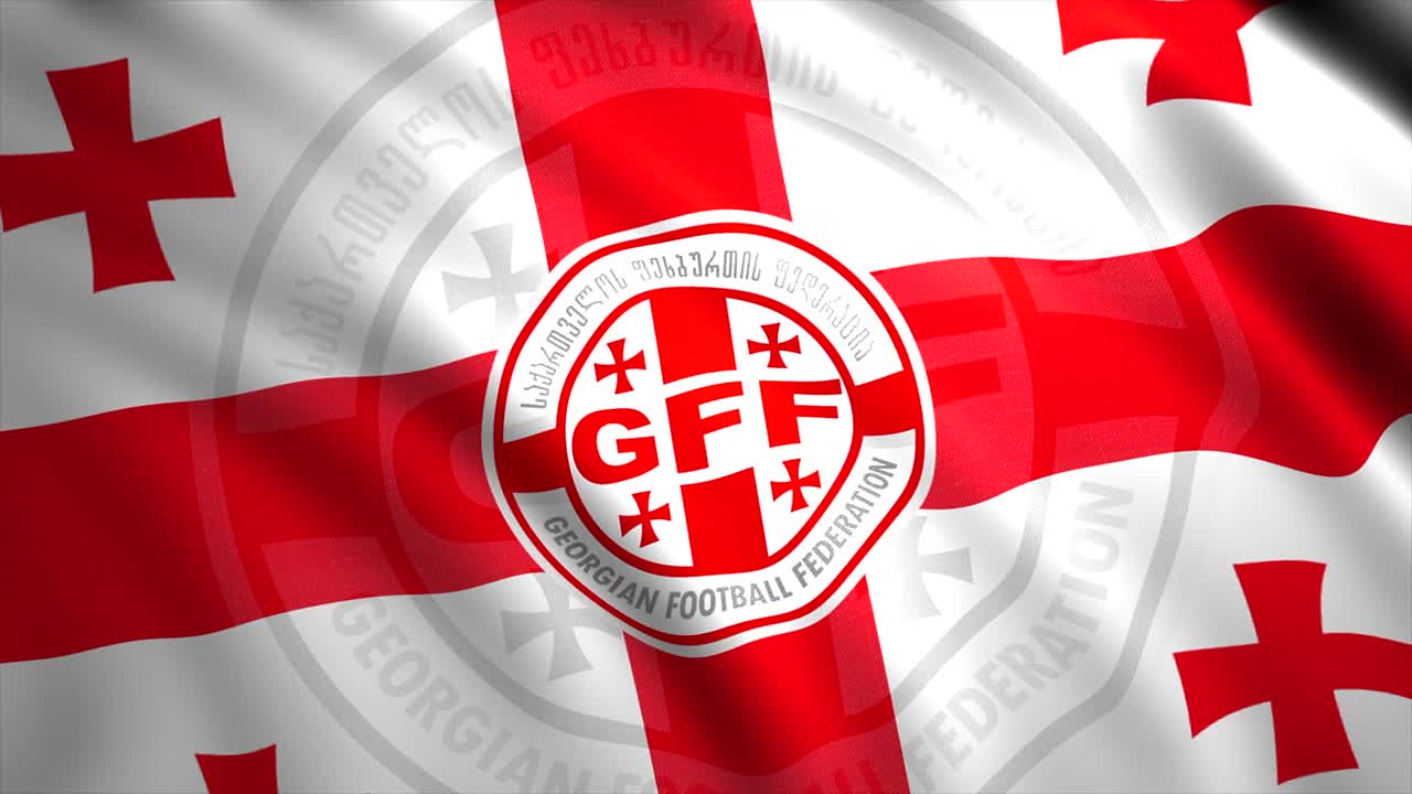 조지아의 국기와 조지아 축구 연맹의 로고