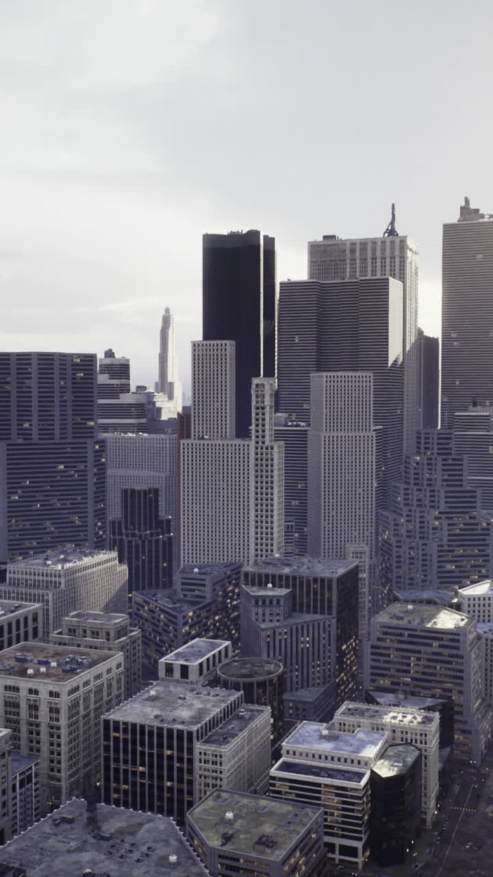 Urban skyline showcases modern architecture against a cloudy backdrop