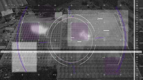 Animation of scope and data processing over landscape