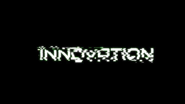 Disappearing inscription on a black background. Green white color. Digital font. 3d animation