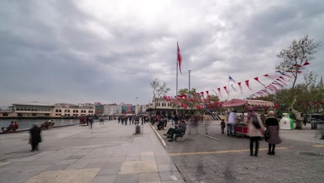 timelapse video of the main square of kadikoy neighborhood in istanbul, turkey. transfer between metro, train and ferries.