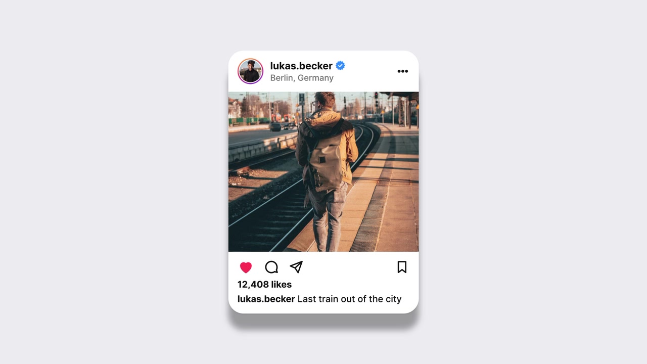 Social Media Post Displaying a Traveler Walking Along Train Tracks