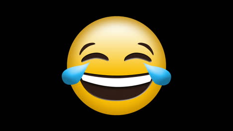 animación del icono de emoji feliz sobre formas en movimiento rojas sobre fondo negro