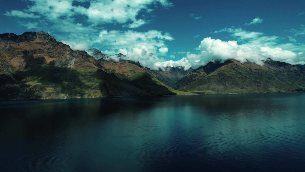 New Zealand Aerial Drone View of Mountains on Lake Wakatipu, Glenorchy 3