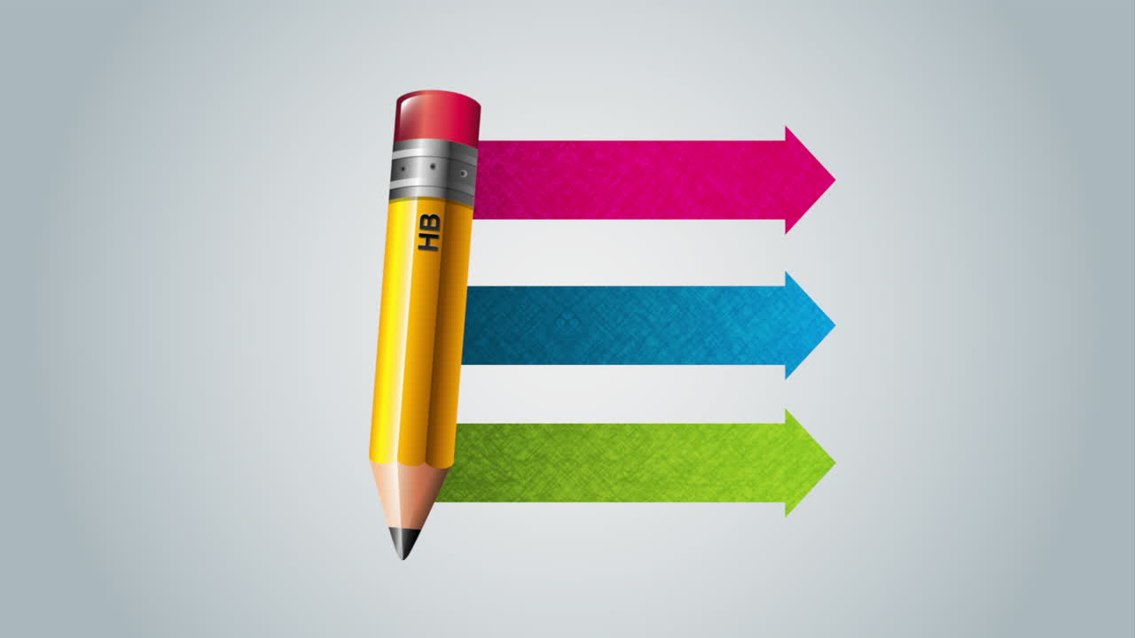 pencil with statistics infographic animation