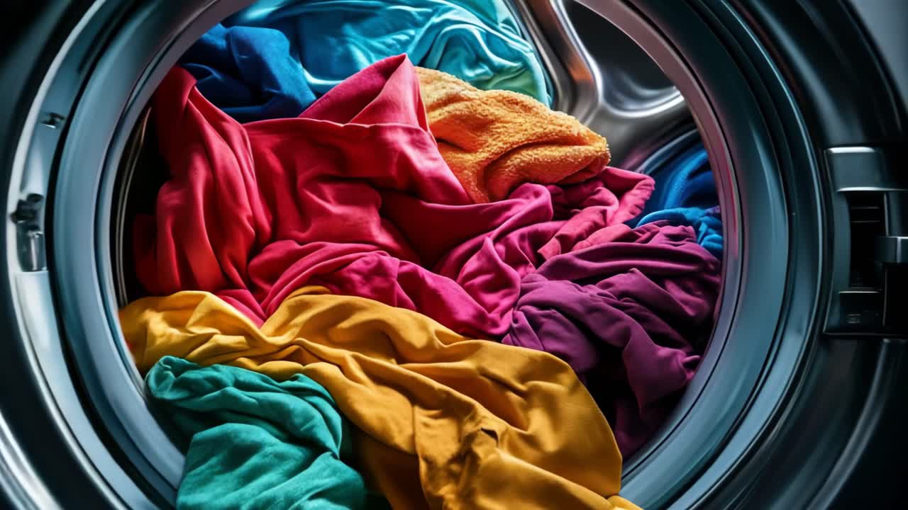 Colorful Clothes in a Washing Machine