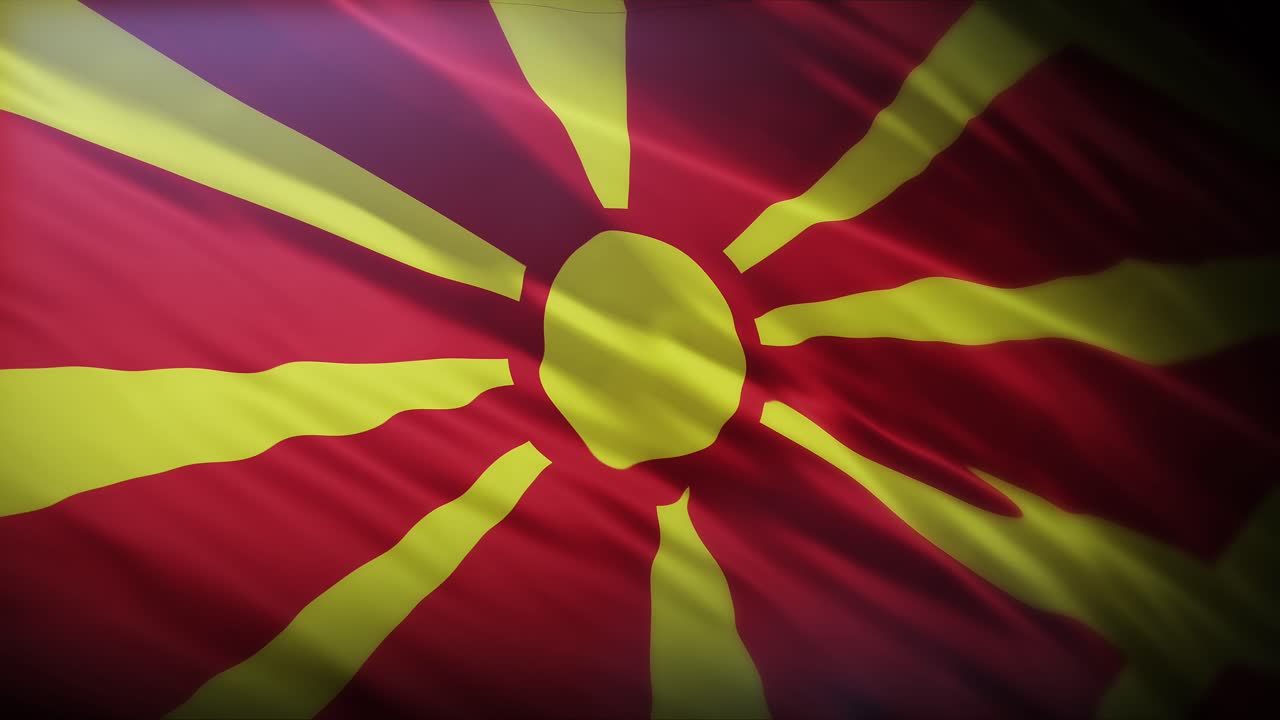 Nordmakedoniens flagga, helskärm i 4K högupplösning. Republiken Nordmakedoniens flagga 4K