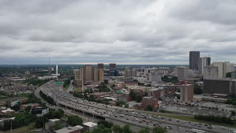 atlanta city skyline aerial view