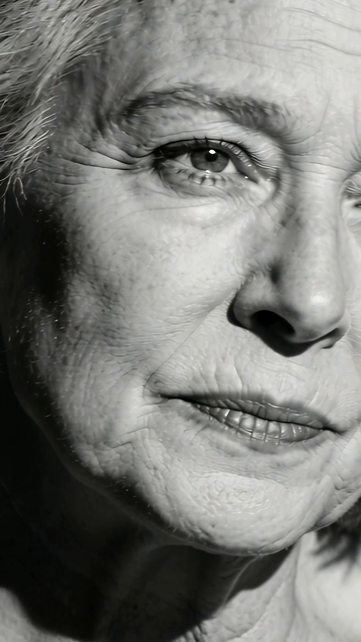 Vertical video: Camera shifting, senior subject tilting and blinking for studio portrait, collar