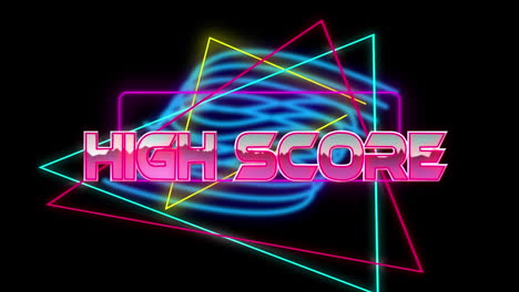 Animation-of-high-score-text-over-light-trails-on-black-background