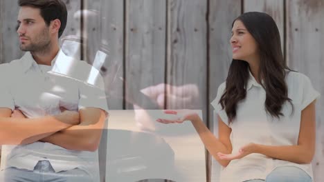 animación digital conceptual de una mujer consolando a un hombre molesto 4k