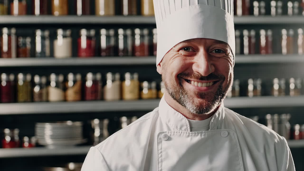retrato de chef en la cocina