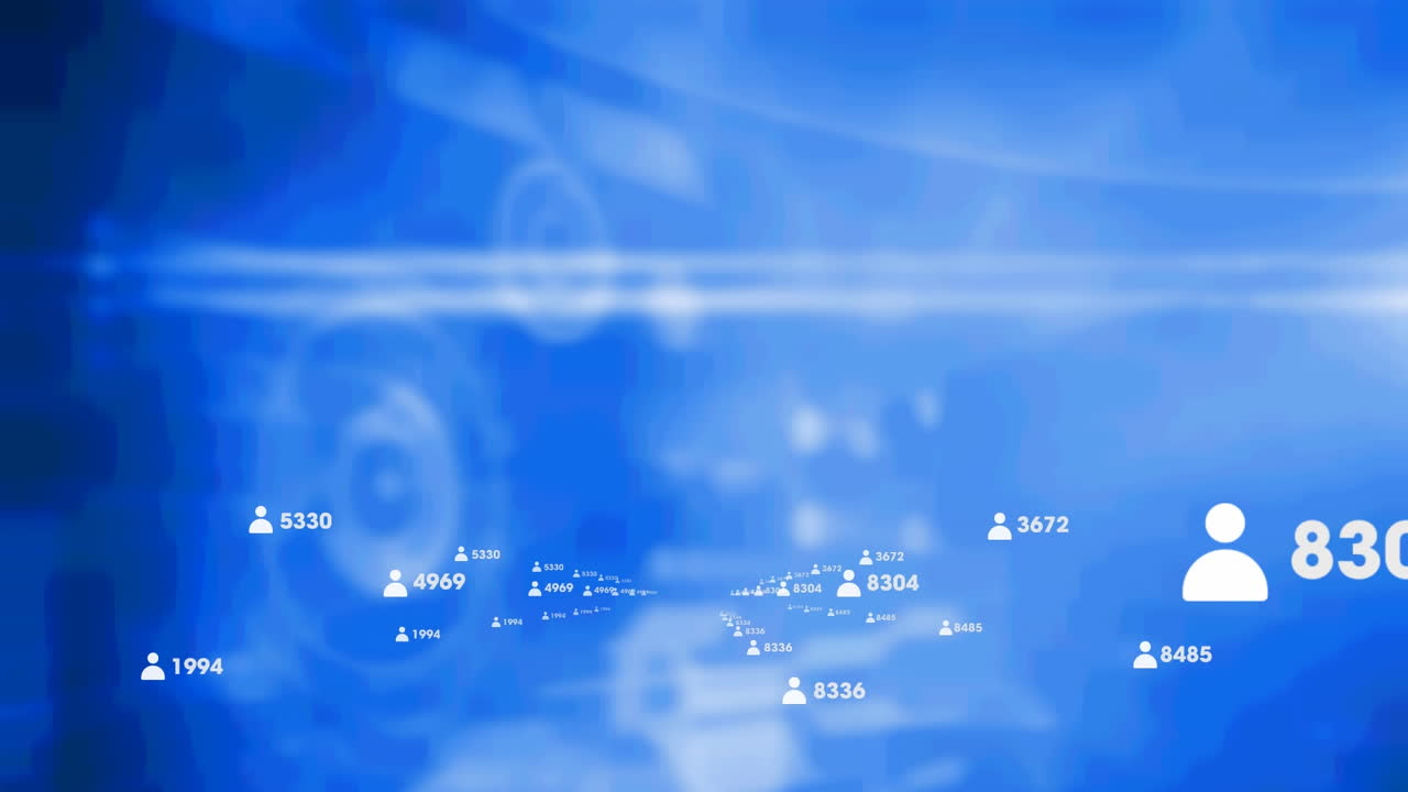 파란색 배경 위의 연결 네트워크의 애니메이션