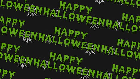 Green-Happy-Halloween-toxic-text-with-spiders-web-in-night