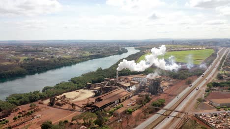 Aerial-view-on-biofuel,-sugarcane-and-ethanol-factory-2