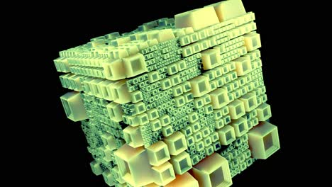 cubo geometrico 3d astratto con forme e modelli colorati