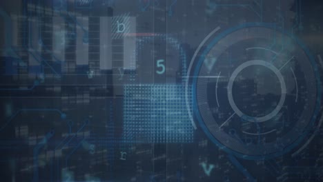 animation of texts over padlock, cloud, shield and circles over graph, letters, numbers and symbols