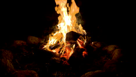 hoguera - fogata con leña ardiendo en medio de la noche