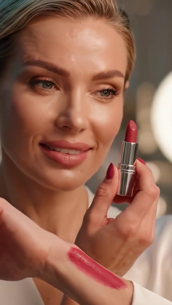 Exploring the Benefits of Lipstick: A Beauty Expert Showcases Vibrant Shades While Applying the Perfect Color for a Flawless Makeup Look.