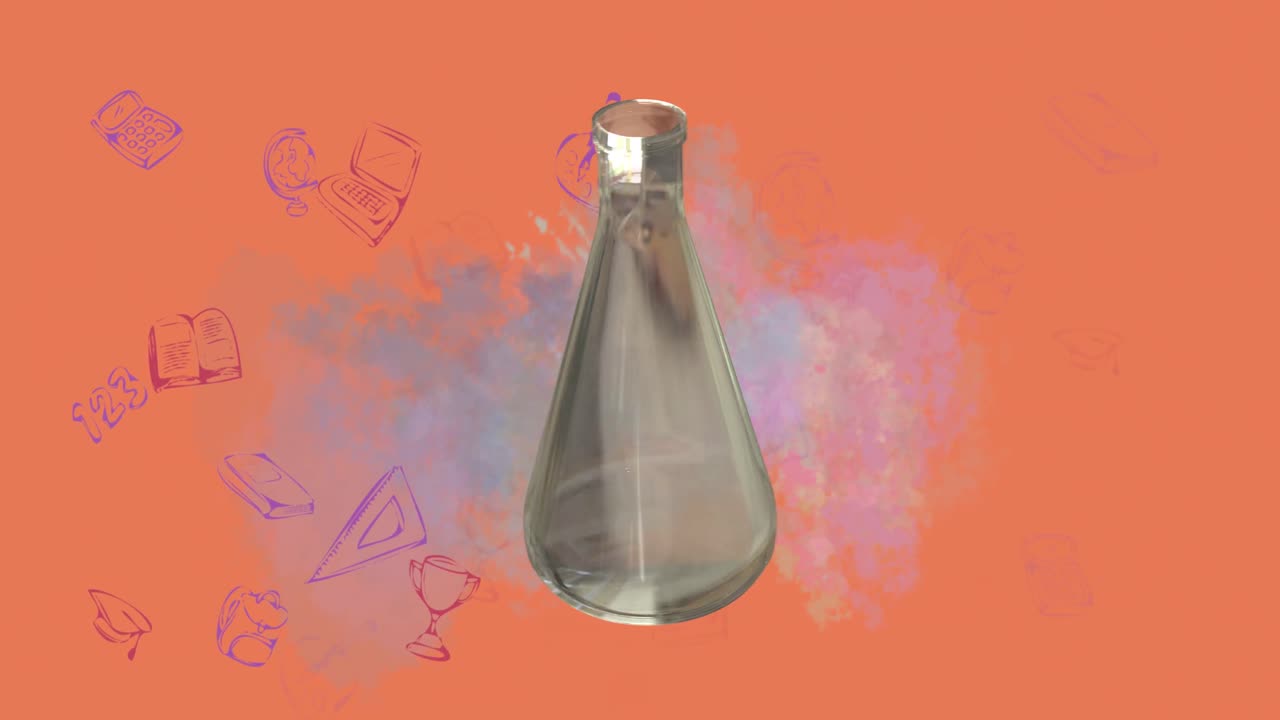 animación del vaso de laboratorio sobre el procesamiento matemático de datos