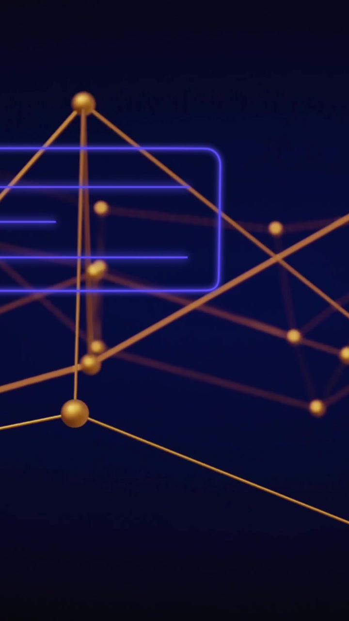 Animation of media icons and connections on black background