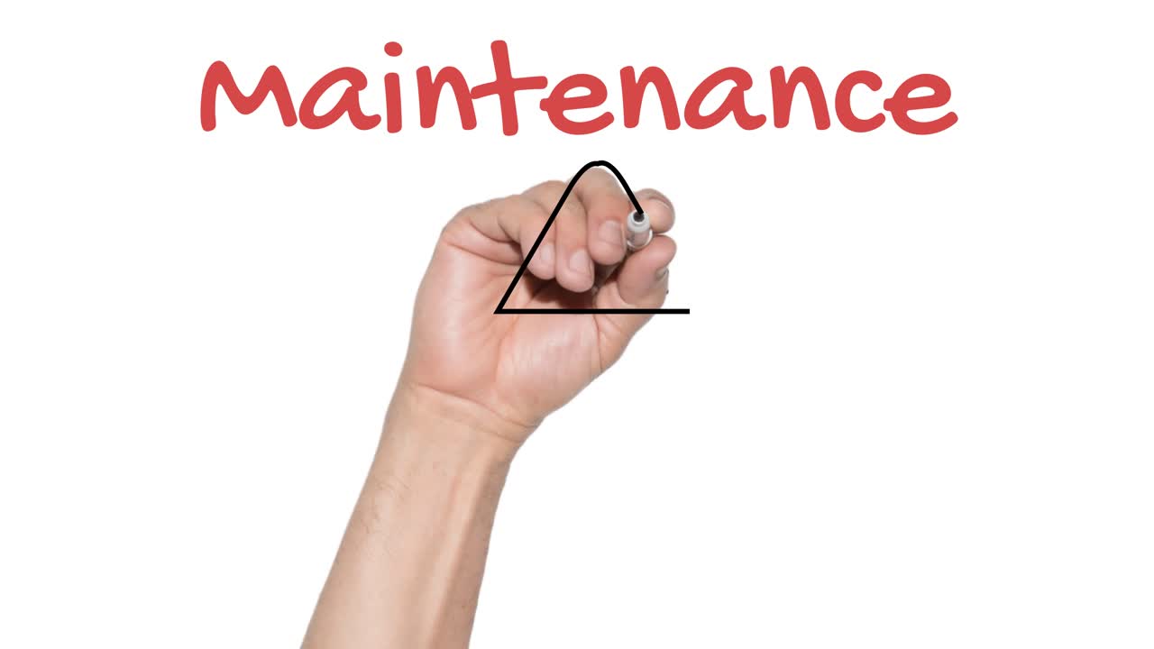 뒤에서 유리에 손으로 쓴 유지 관리 다이어트 피라미드 설명자