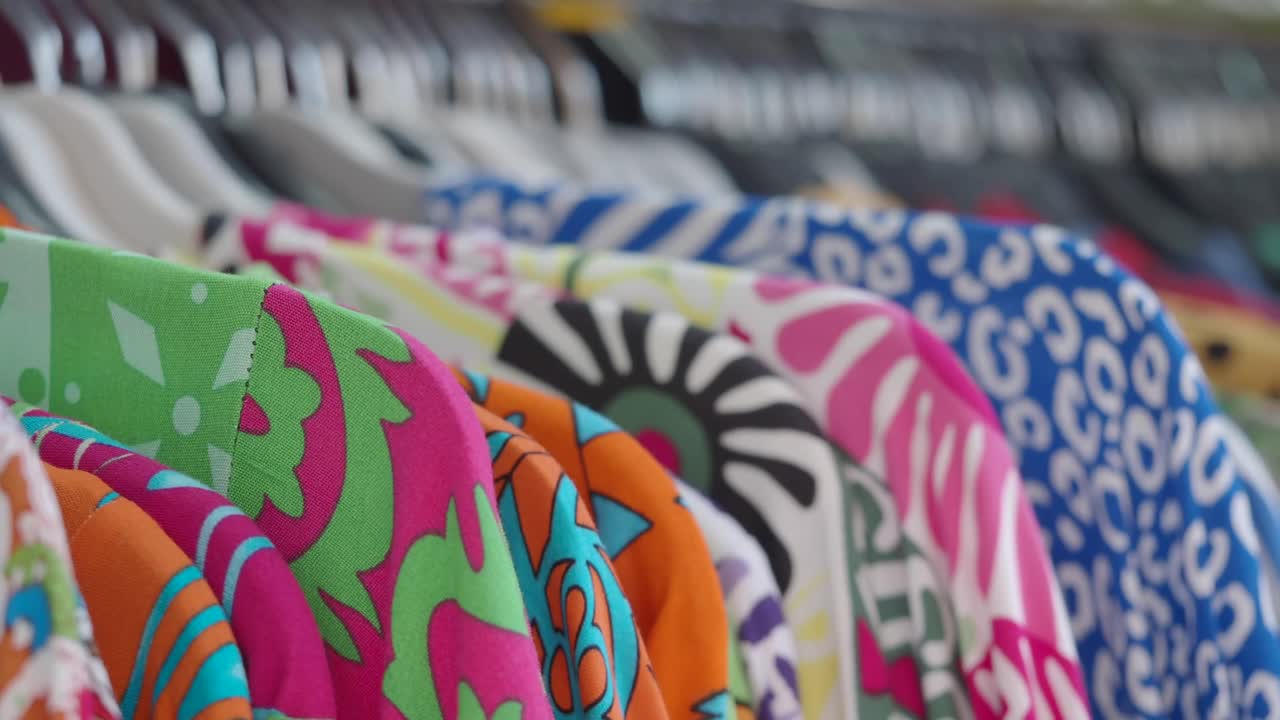 camisas impresas de colores en exhibición