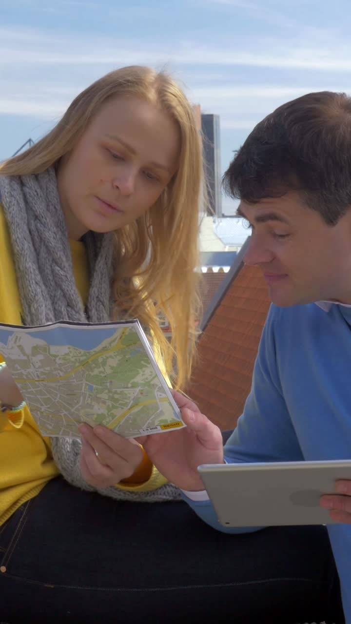People reading a map