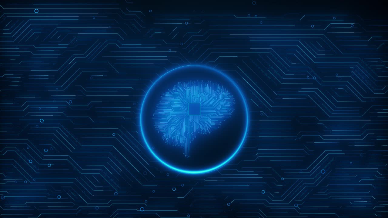 Artificial intelligence creation in network cloud 3d animation digital brains lines particles ai