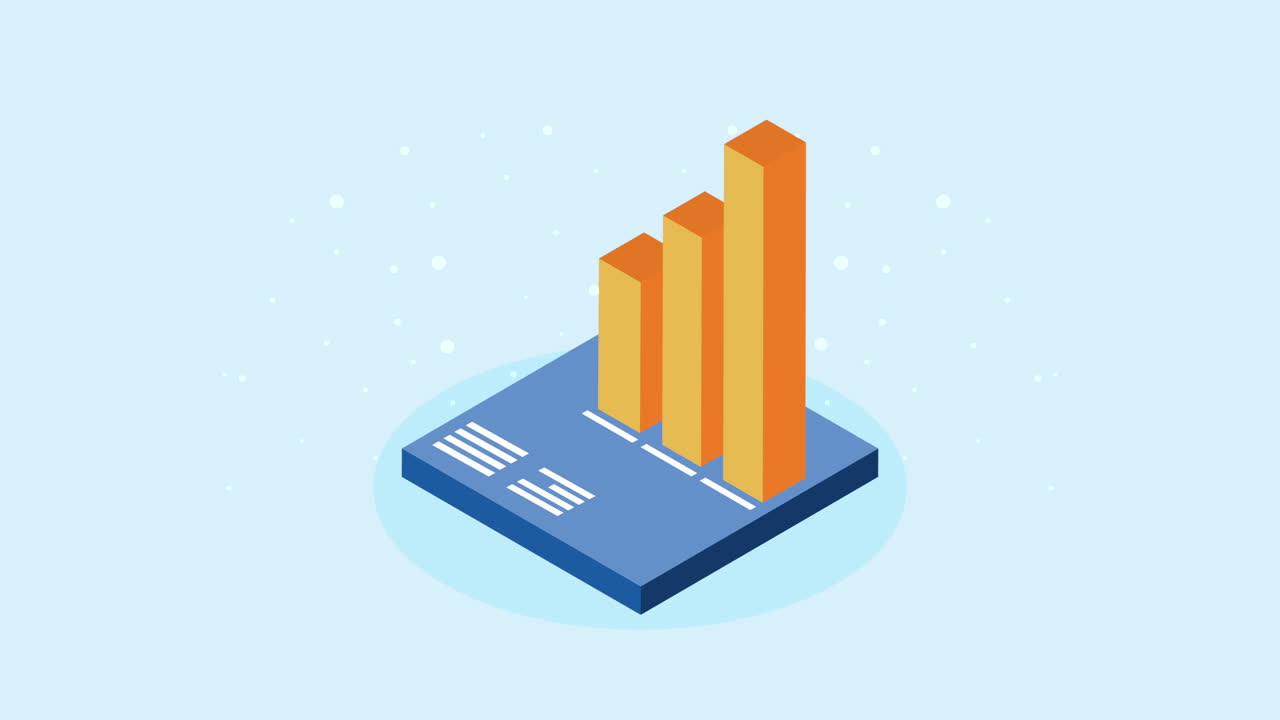 statistics bars isometric infographic animation