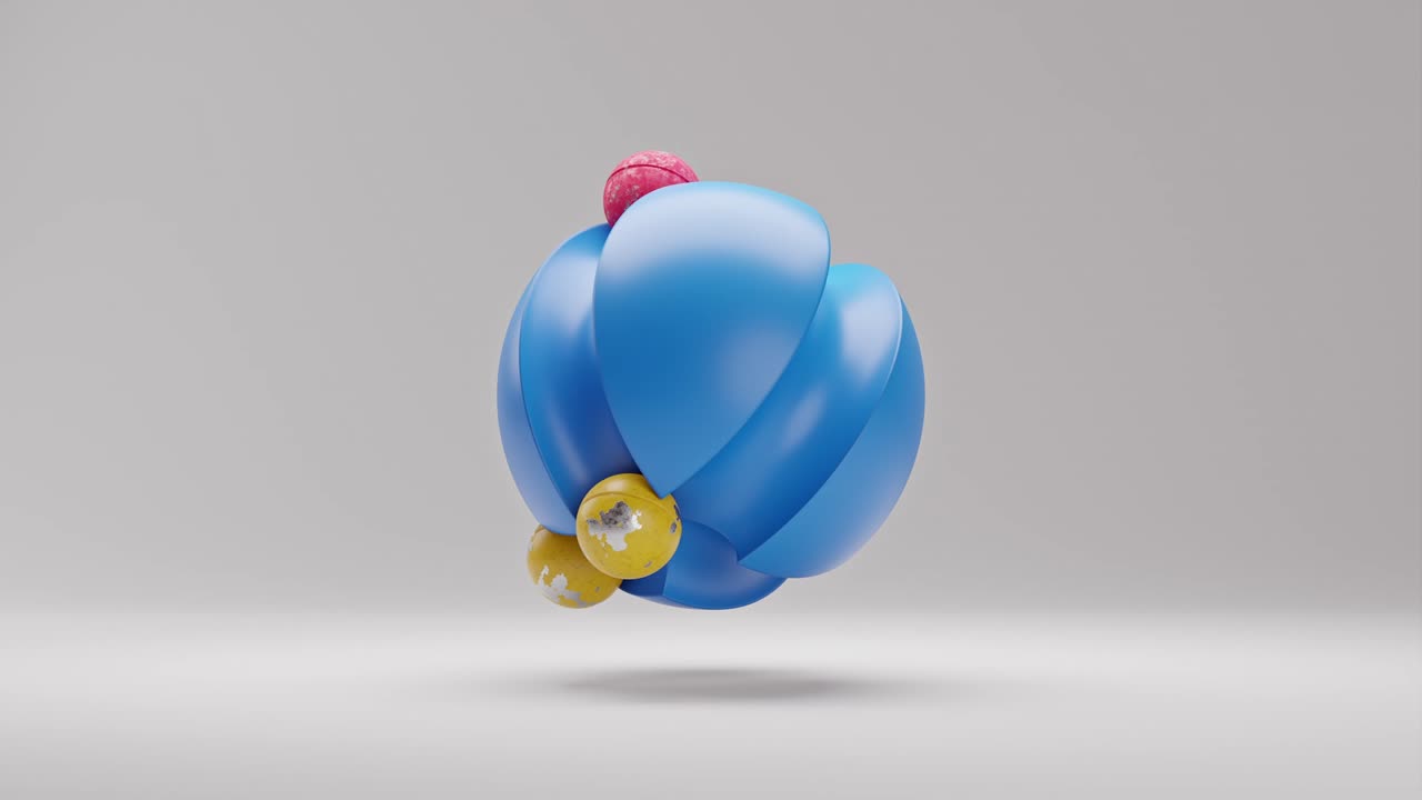 회전하는 파란 구의 추상적인 만족 루프 3d 애니메이션