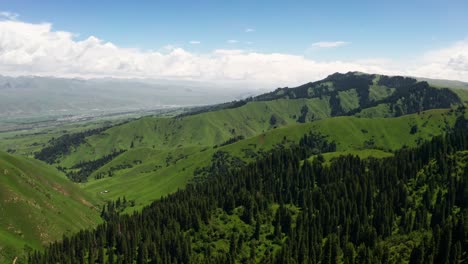 vast grasslands and mountains in a fine day.