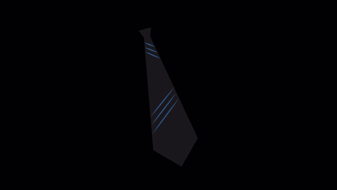 Animated Black Tie with Blue Stripes Appearing and Rotating