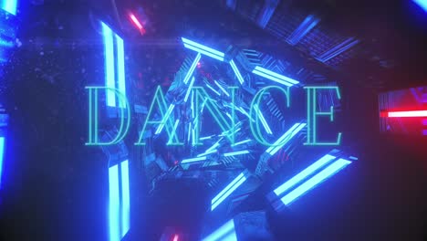 Animation-of-dance-over-digital-space-with-neon-lights-and-shapes