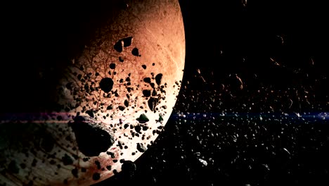 campo de asteroides en el espacio profundo