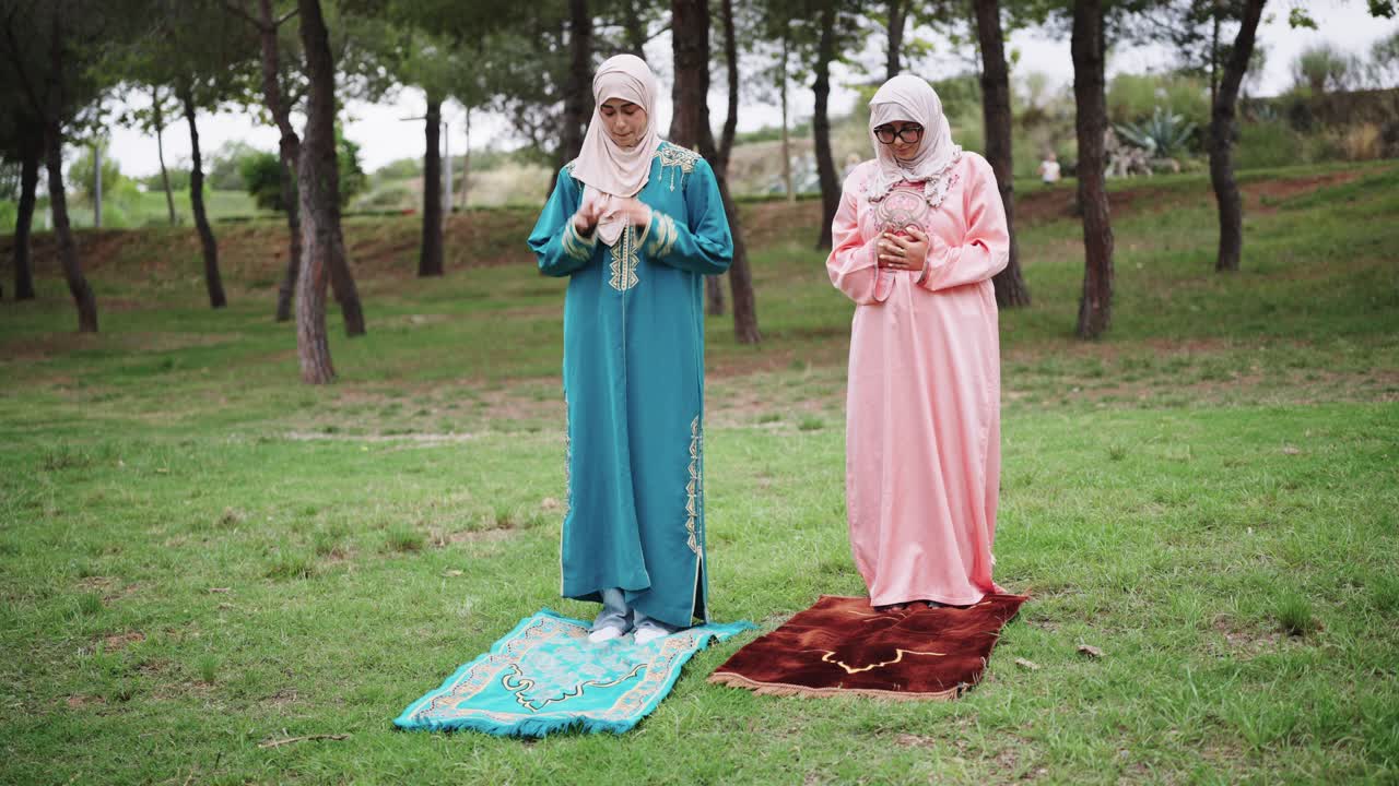 Muslim Women Praying Outdoors