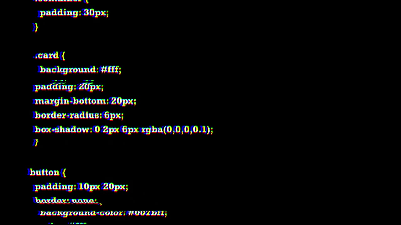 Programmeercode met digitaal glitch-effect op donker scherm