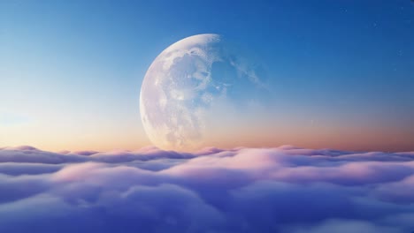moonrise over dreamy clouds