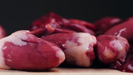 raw chicken hearts and liver