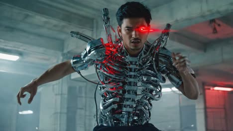 cyborg man with laser eye