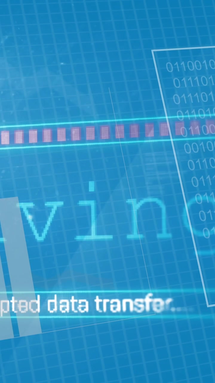 Animation of financial data processing over grid background