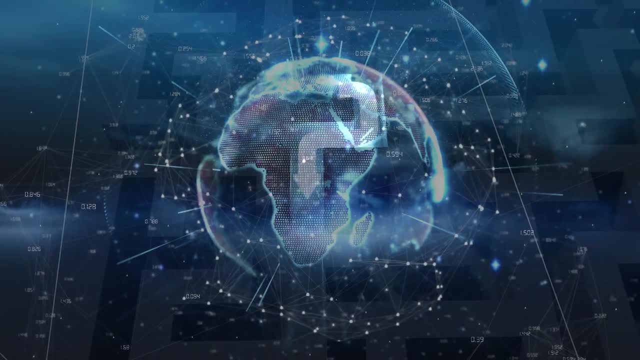 animación de flechas, luces y globo girando en el espacio naval